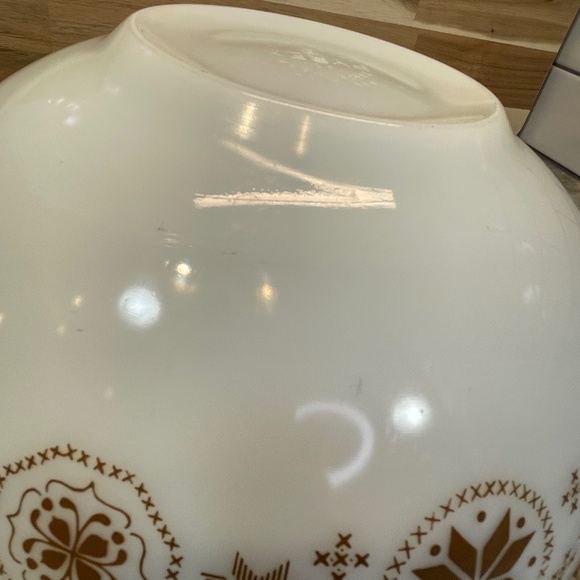 Pyrex Town and Country Brown Hex on Opal Cinderella Nesting Bowl 4 Qt #444 - Picture 6 of 13